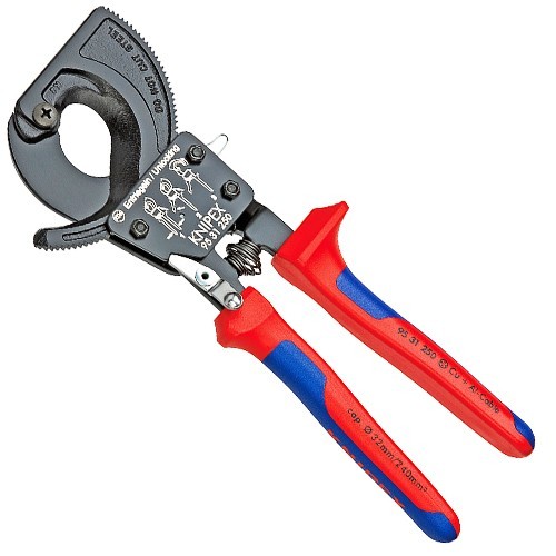 KNIPEX Tools - Cable Cutters, Ratcheting Type, Multi-Component (9531250SBA)