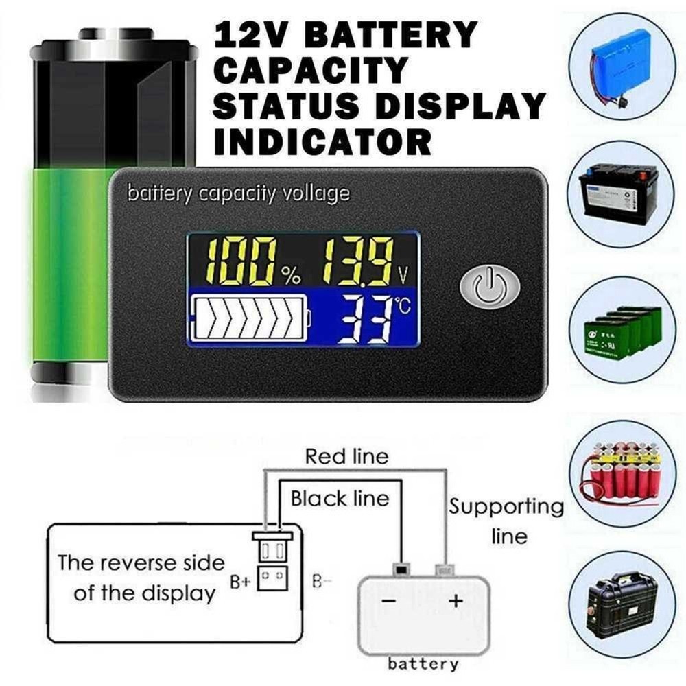 LCD Voltmeter Digital Display Auto-Off On/Off Switch Meter Monitor