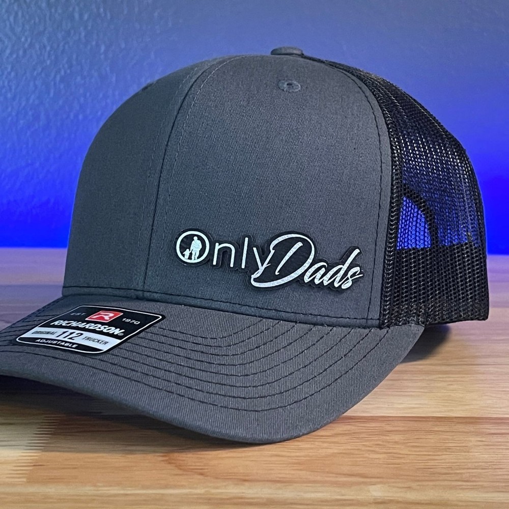 Only Dads Funny Leather Patch Hat Charcoal/Black