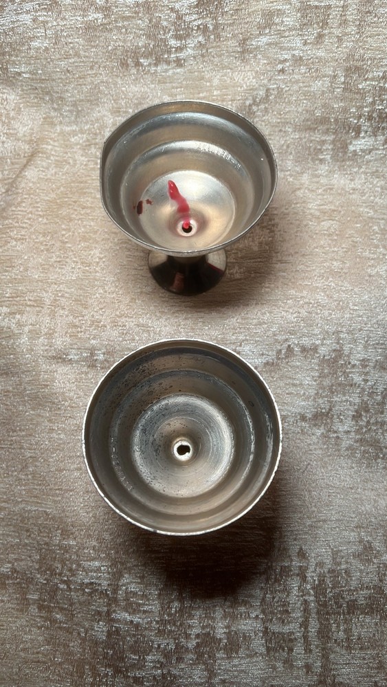 Vintage Pair West German Communion Silver Candlesticks