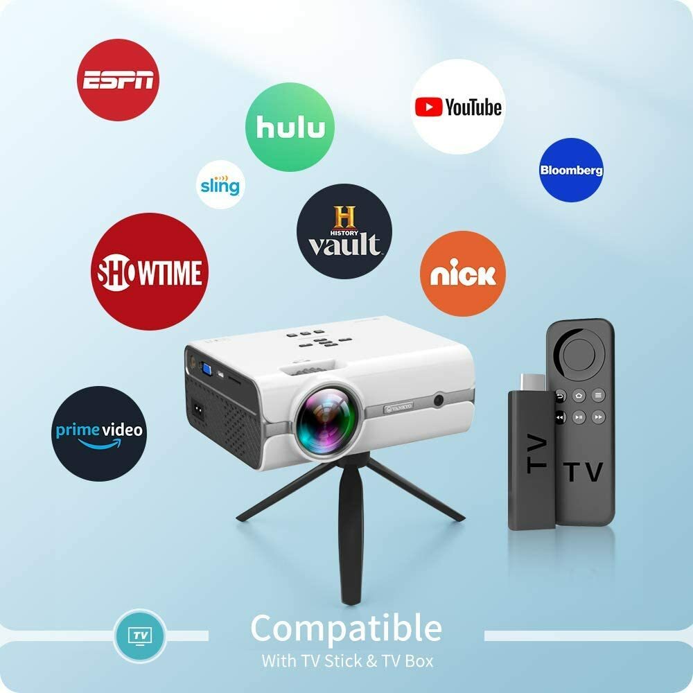 Mini Projector with 1080P Supported, Portable Projector with iOS/Android Connect