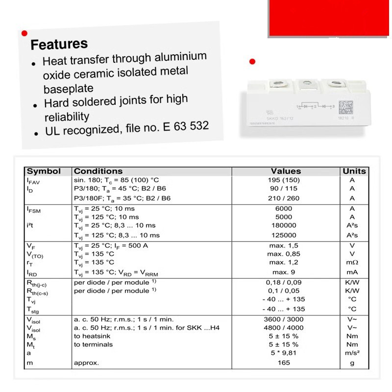 SEMIKRON S SKKD162/12 SCR Rectifier diode module