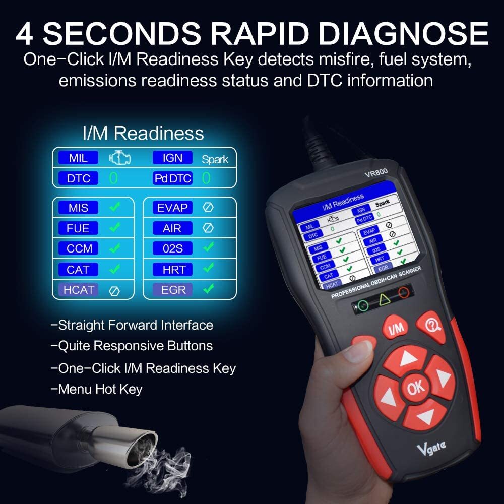 VR800 Automotive Code Reader OBD2 Scanner Car Check Engine Fault Diagnostic Tool