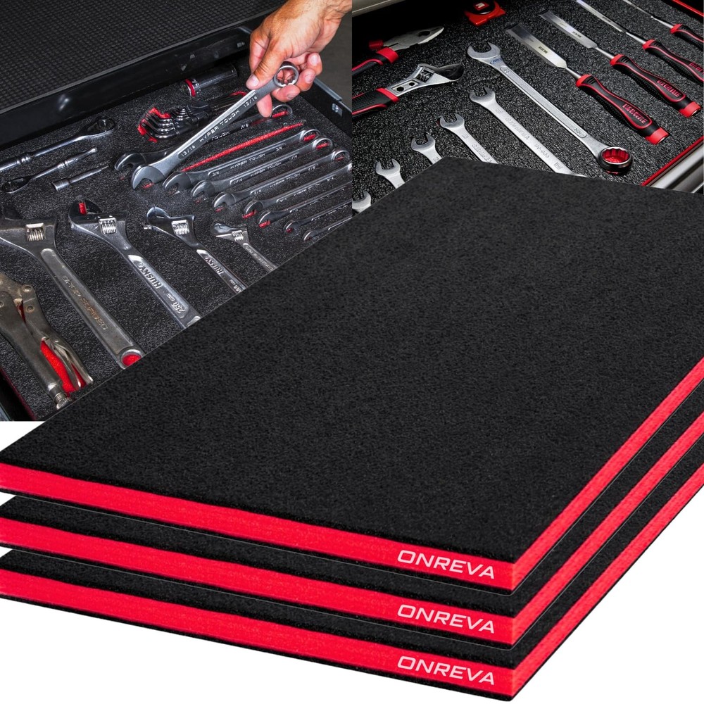 Tool Box Foam 3Pack 18x12x1 inch, Foam Inserts for Cases, Polyethylene Tool Foam