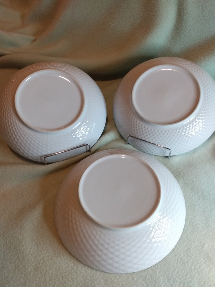 Stoneware All-Purpose Bowl 3 piece Set Pasta Bowls 3 Different Embossed Patterns
