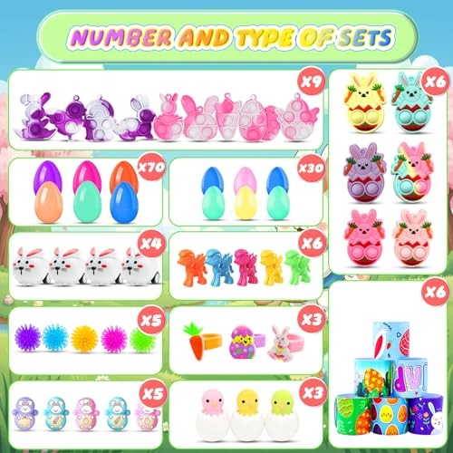 Prefilled Easter Eggs with Toys, 100 Pcs Plastic Easter Eggs Set, easter