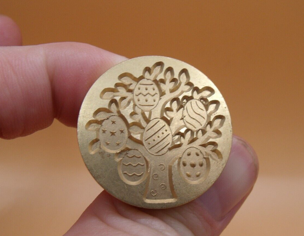 Modern Brass & Wood Easter Egg Tree Sealing Wax Stamp Seal
