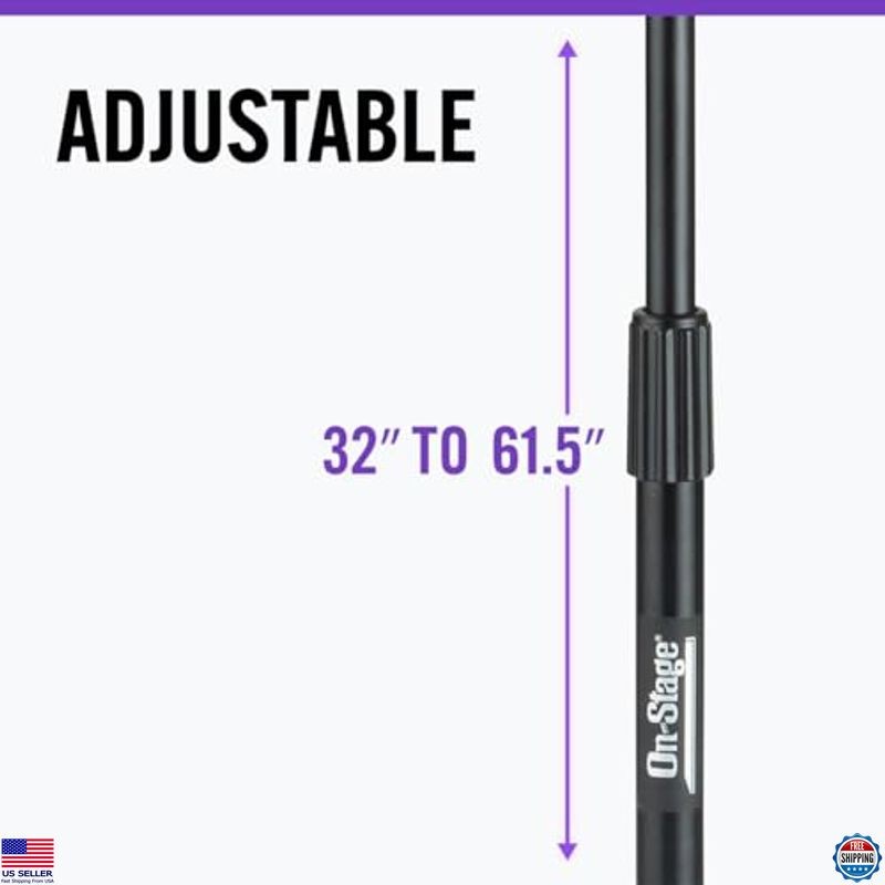 On-Stage MS7701B Euro Boom Microphone Stand - Adjustable, Portable, Durable
