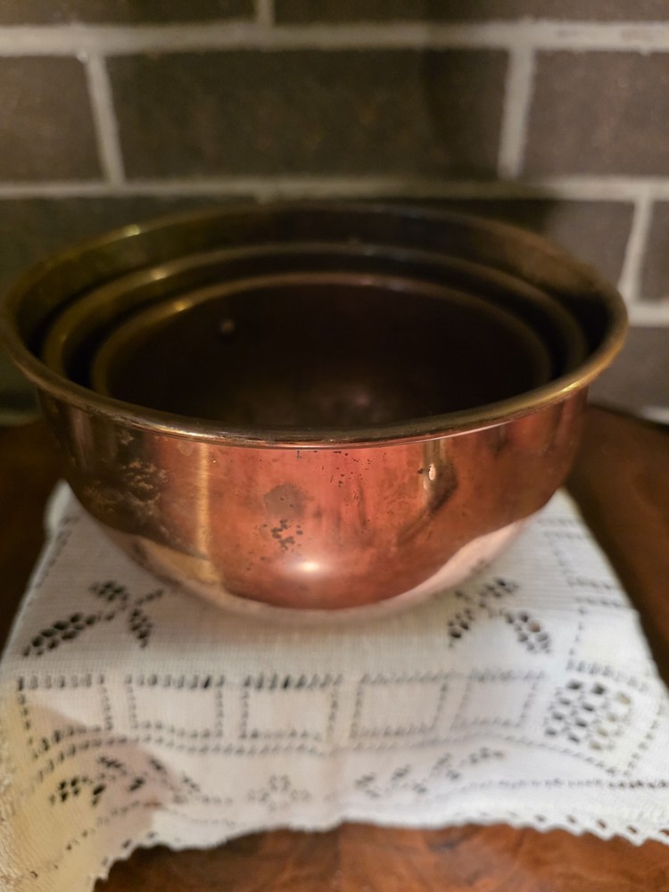 set of 3 Antique copper nesting bowls