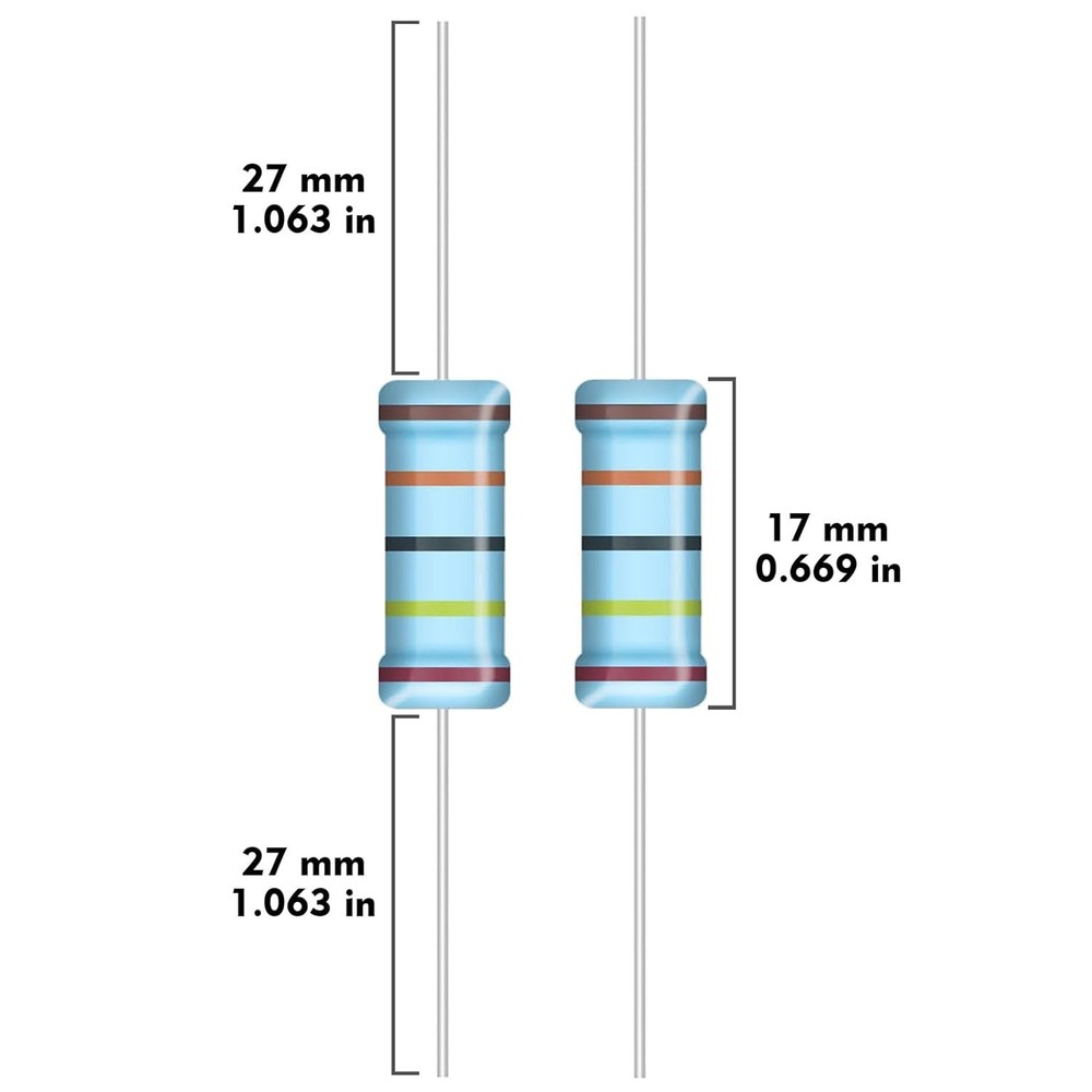 Resistor Assortment Kit 25 Values 3W 1% Tolerance High Voltage Electronics