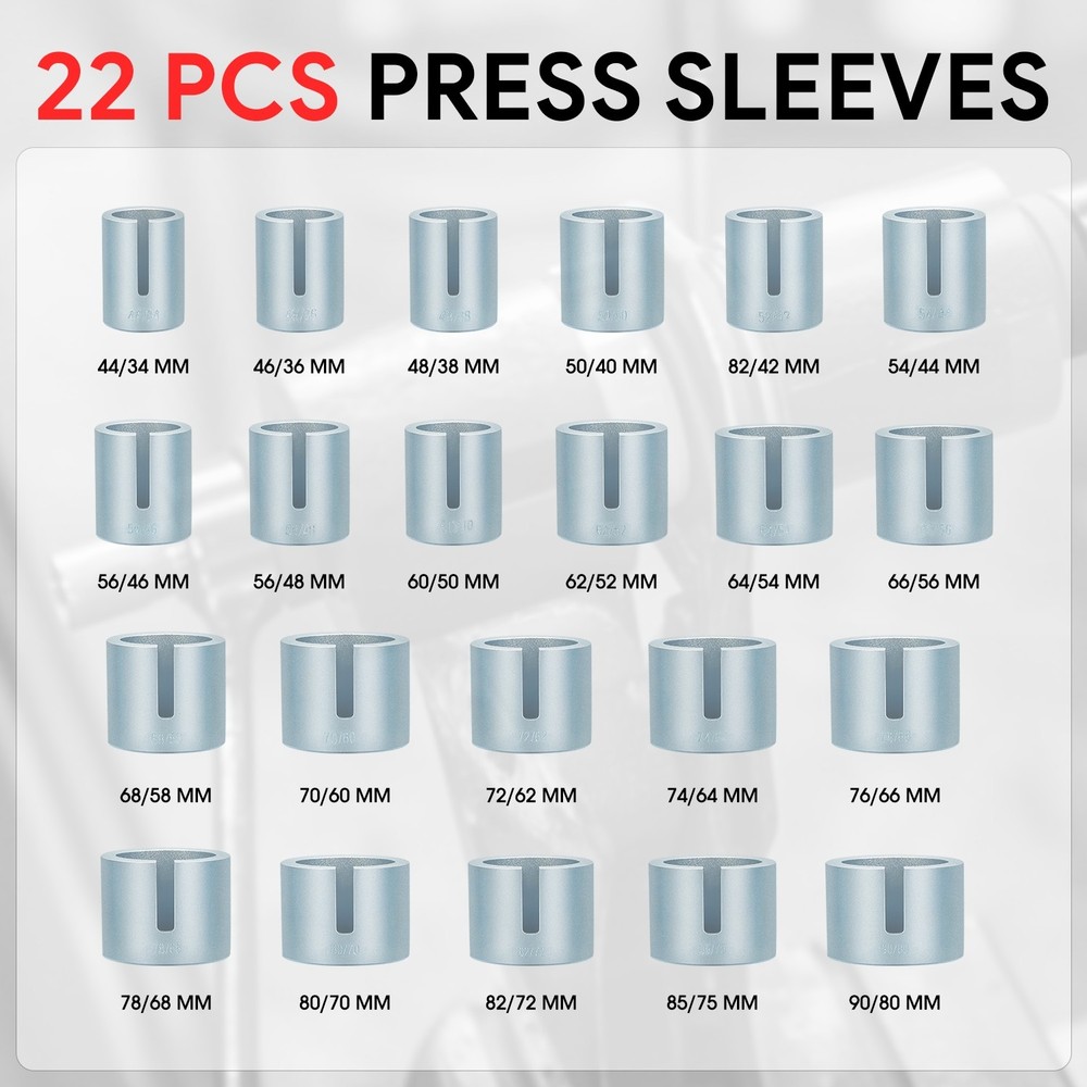 27 PCS Universal Press & Pull Sleeve Kit Bush Bearing Removal Insertion Tool Kit