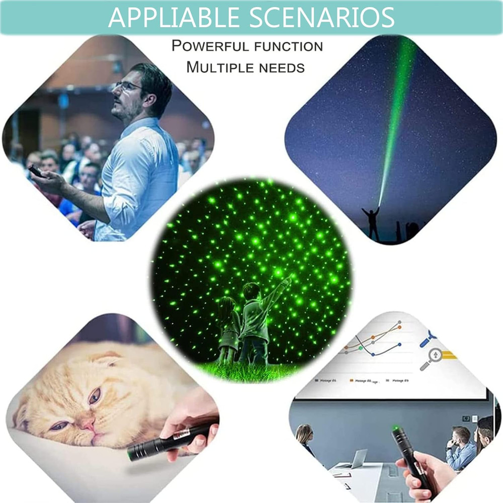 Green Laser Pointer Rechargeable USB Long Range High Power Hiking Present