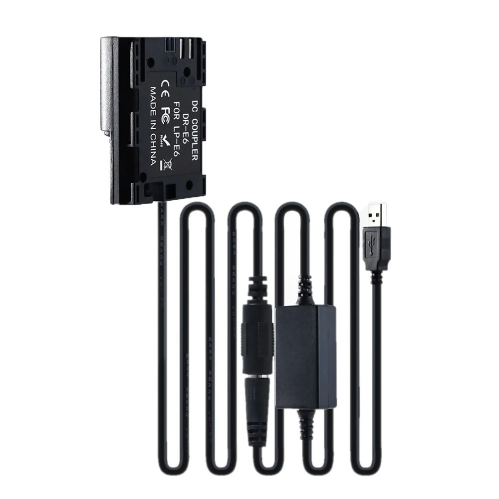 DR-E6 DC Coupler LP-E6 Dummy Battery+USB Power Cable For Canon EOS 5D2 5D3 5D4