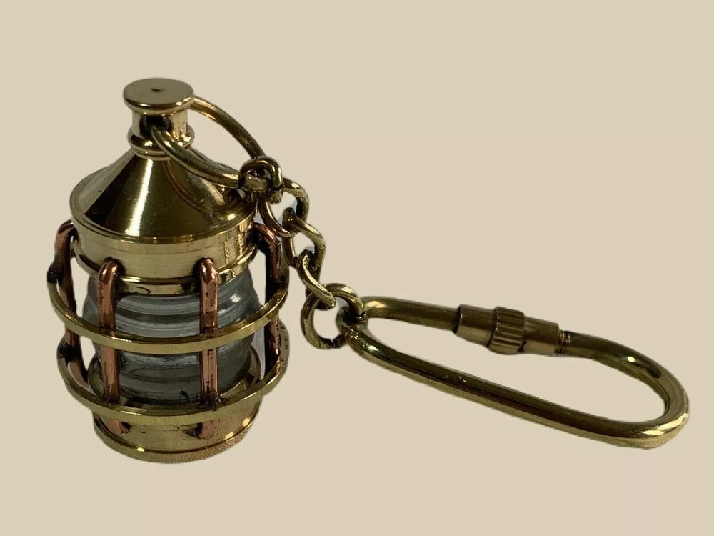 Lantern Miniature Anchor Lamp Solid Keychain Brass Maritime Ring Mariner Gift