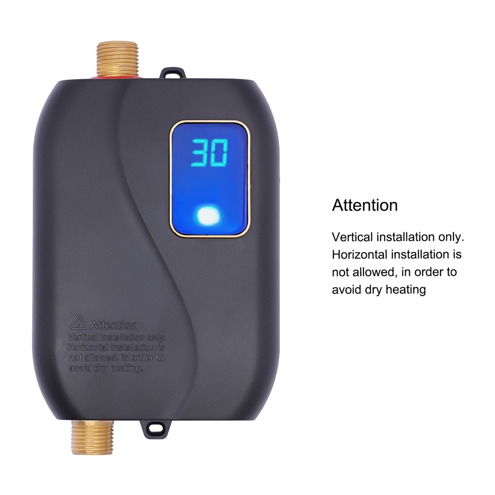 3000W Instant Mini Water Heater, IPX4 Waterproof, 68-122°F, Overheat Protection