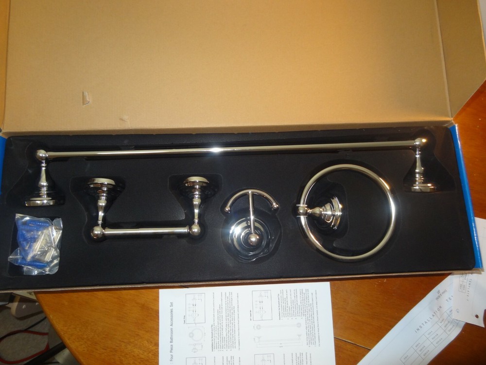 Modona 6200-A Viola 4-Piece Bathroom Hardware Accessory (Chrome, Accessory Set