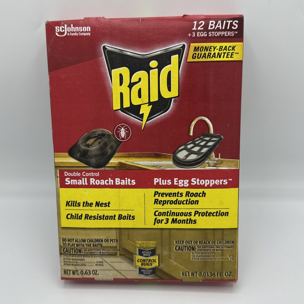 Raid 12 Double Control Small Roach Baits Plus 3 Egg Stoppers 3 Month Protection