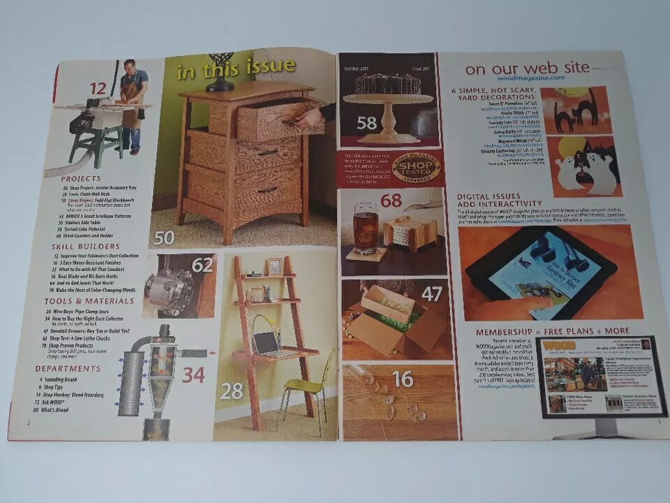 Wood Magazine October 2011 Woodworking Fold Flat Workbench Scrollsaw Pattern