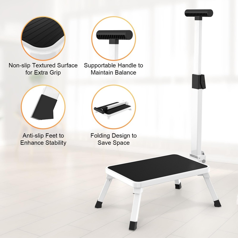 Step Stools for Adults, Foldable Step Stool with Handle for Elderly Seniors S...