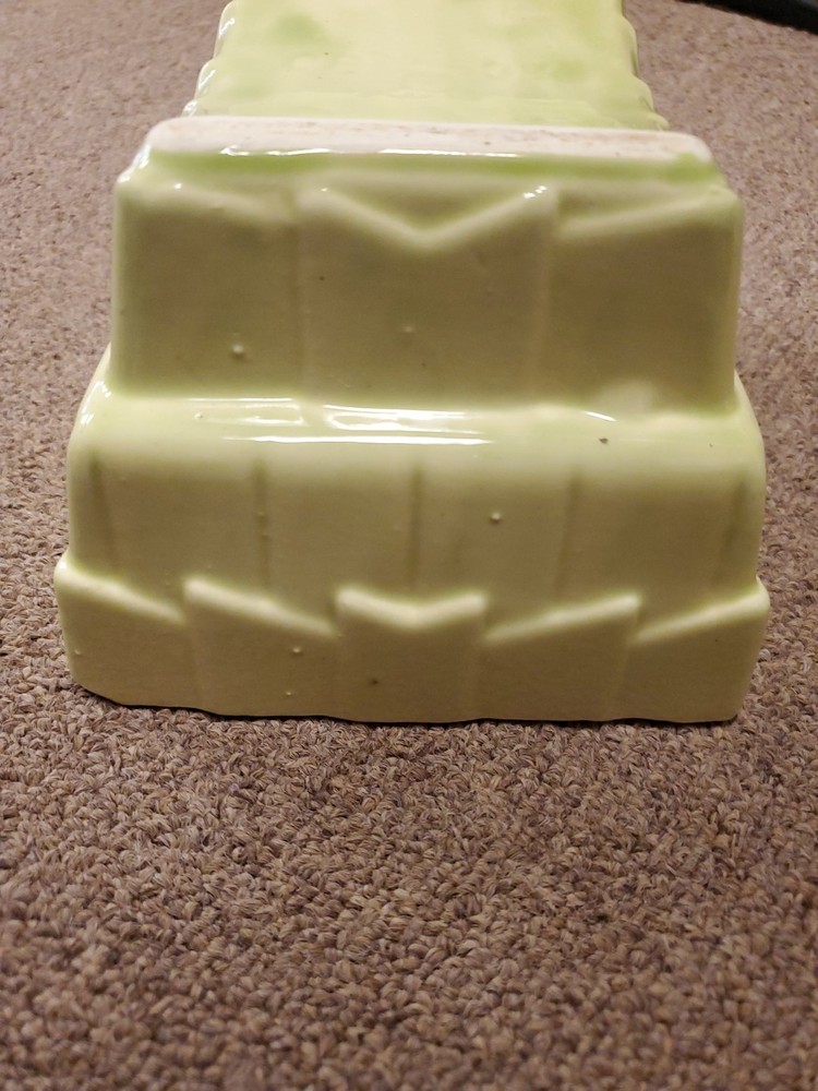 Cookson Pottery Vintage Light Lime Green Rectangular Footed Planter Dish 2807