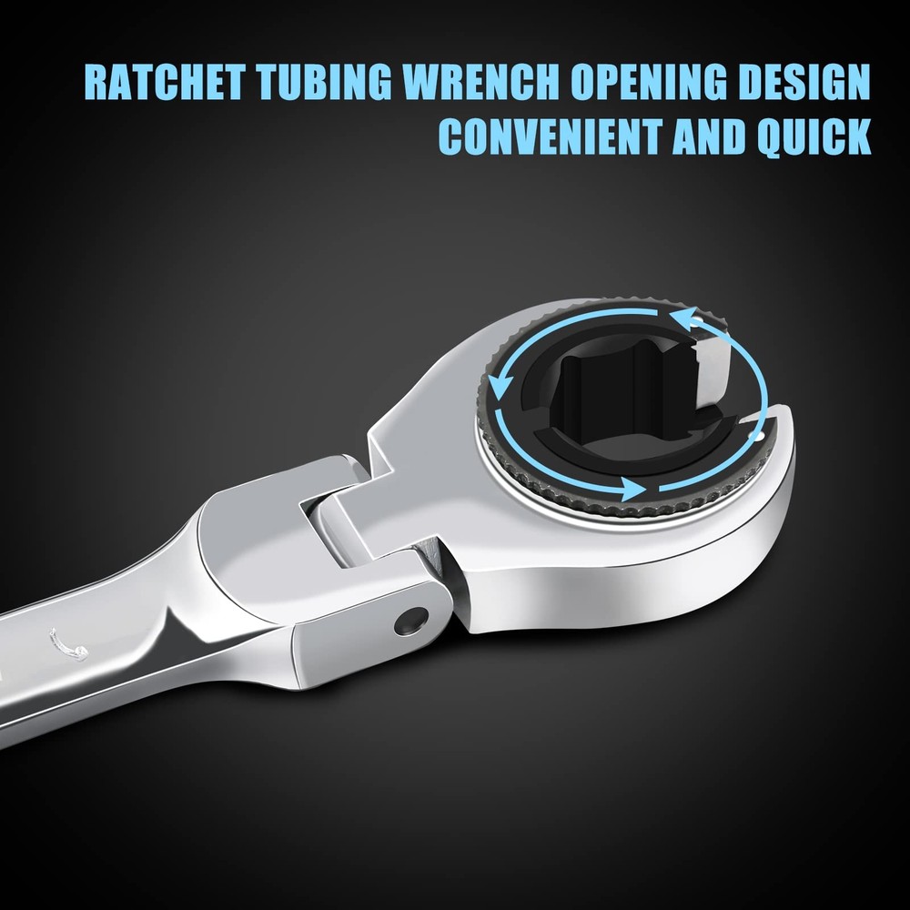 1 PC 9/16 Open FlexHead Ratcheting Wrench SAE Spanner 72 Teeth Chrome
