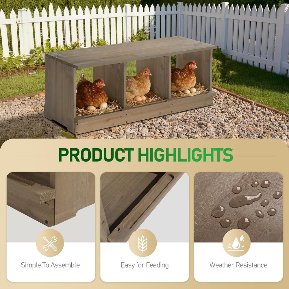 Nesting Boxes for Chickens 8/6/4/3 Compartments, Wood Chicken Nesting Box Wall