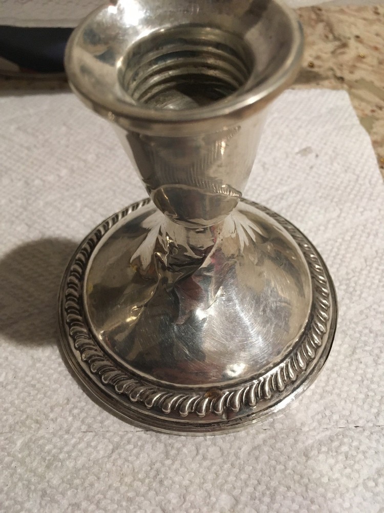 Empire Pair Rope Pattern Sterling Silver Weighted Candlesticks