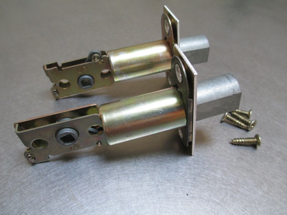 Kwikset 2 3/8" Bright Brass Dead Bolt Backset Latch ( 1" Throw ) with screws 2pk