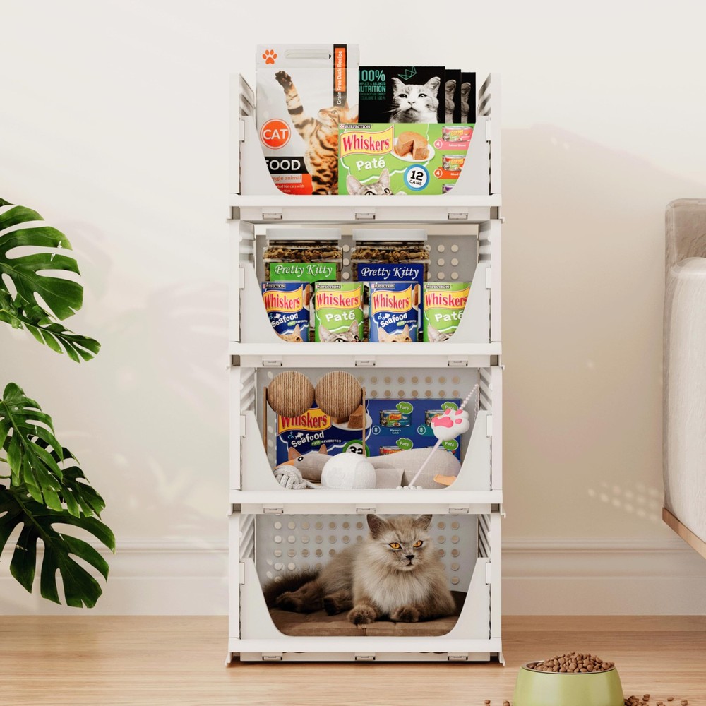 5 Pack Stackable Plastic Storage Closet Organizers and Storage Bins Drawer Sh...