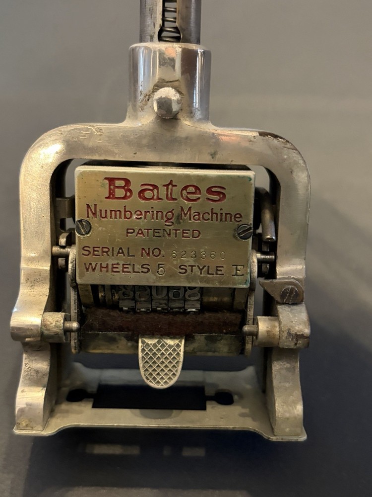 Antique Bates Numbering Machine Style E 5-Wheel Serial 623360 Working