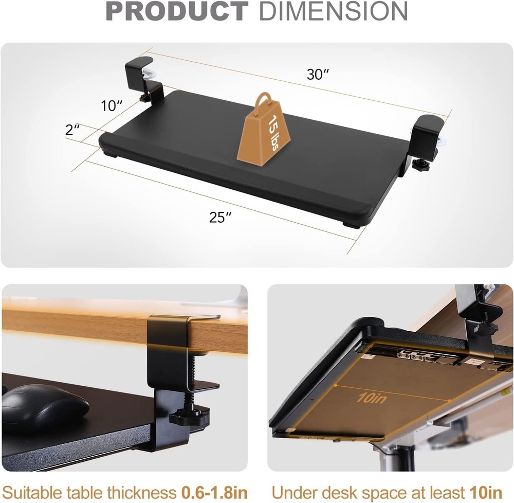 FlexiSpot Large Keyboard Tray Under Desk Ergonomic (Black)