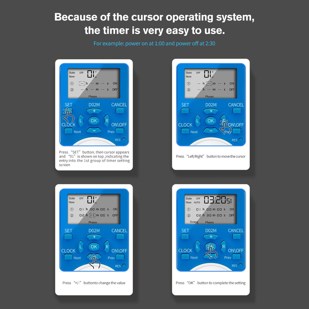 Timer Outlet, Programmable 110V/220V Pump Timer Switch, Minimum Setting by Secon