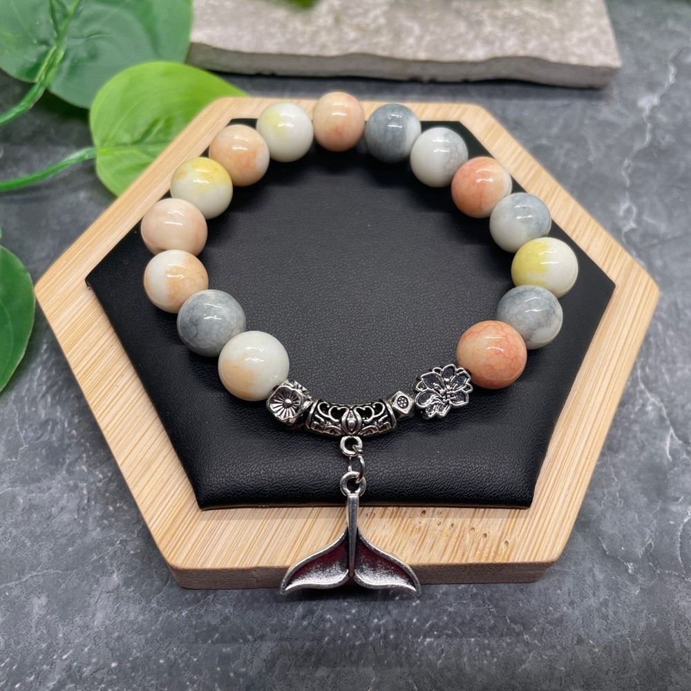 Handmade Ceramic Bead Beaded Stackable 7” Plus Stretch Bracelet New B607