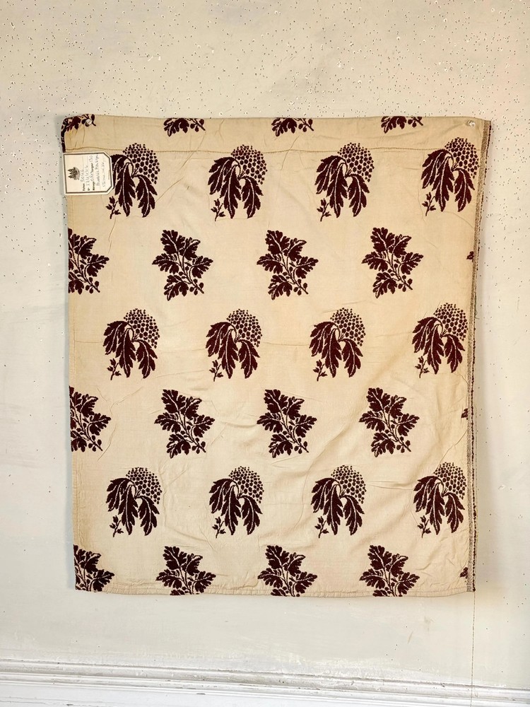 27x24 Antique French fabric sample swatch Fortin vintage Velour silk unused doc