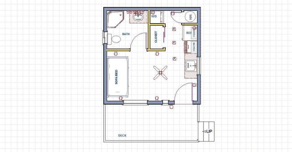 ADU Plans 256 square feet with front deck.