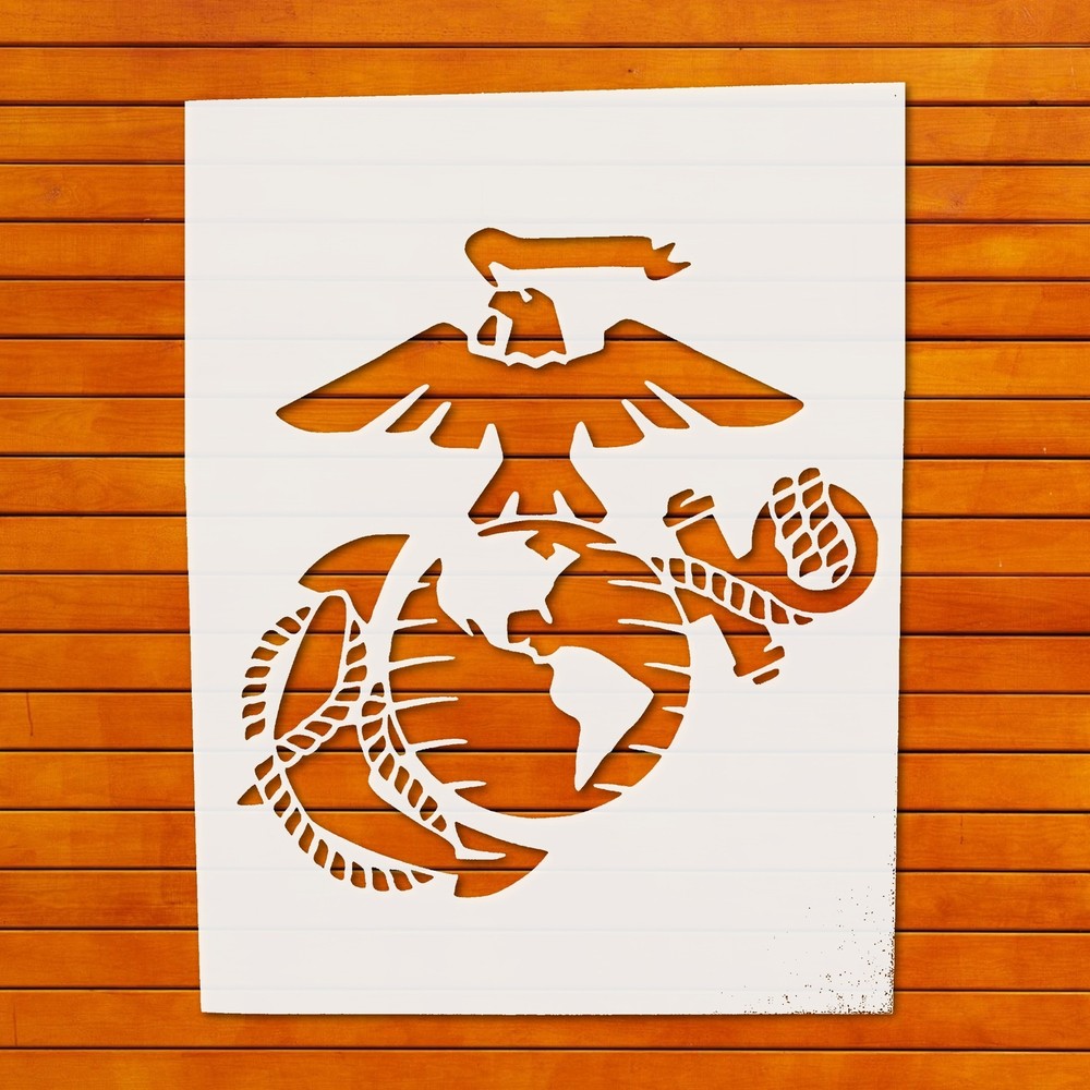 Reusable Plastic Stencil - Marine Corps USMC Eagle Anchor Globe Design, Stencil