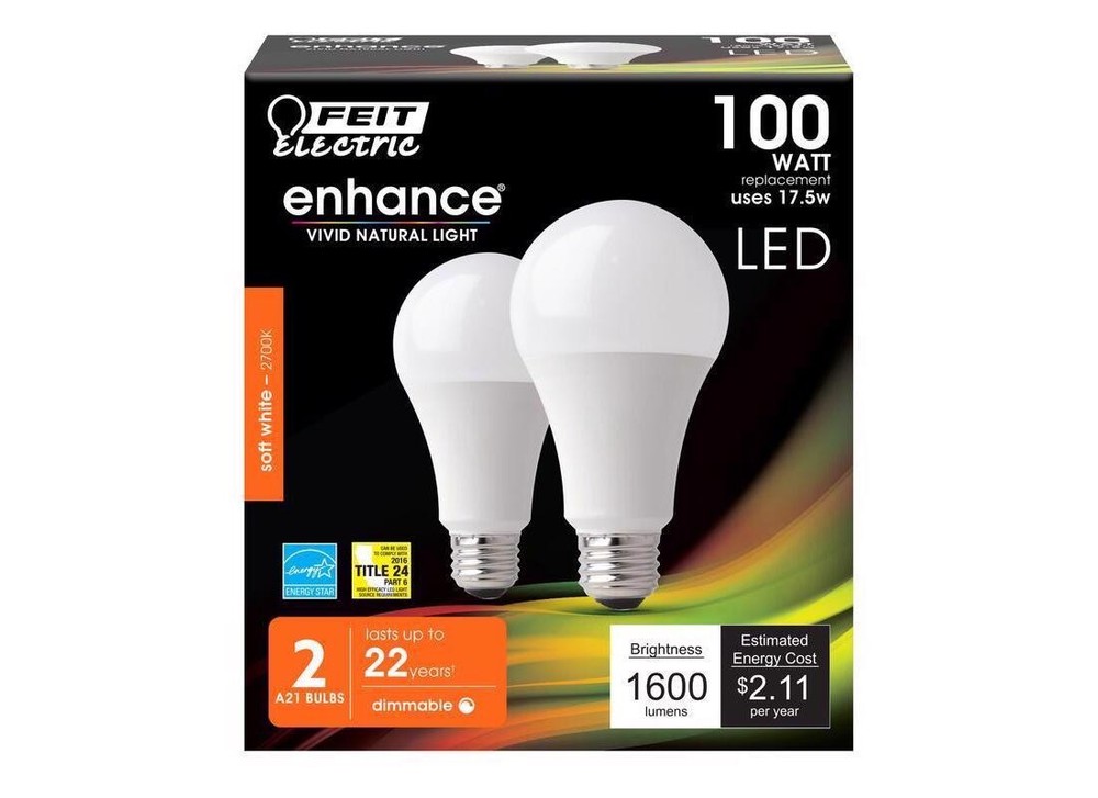 LED Bulb A19 E26 (Medium) Soft White 100 W Soft White Pair