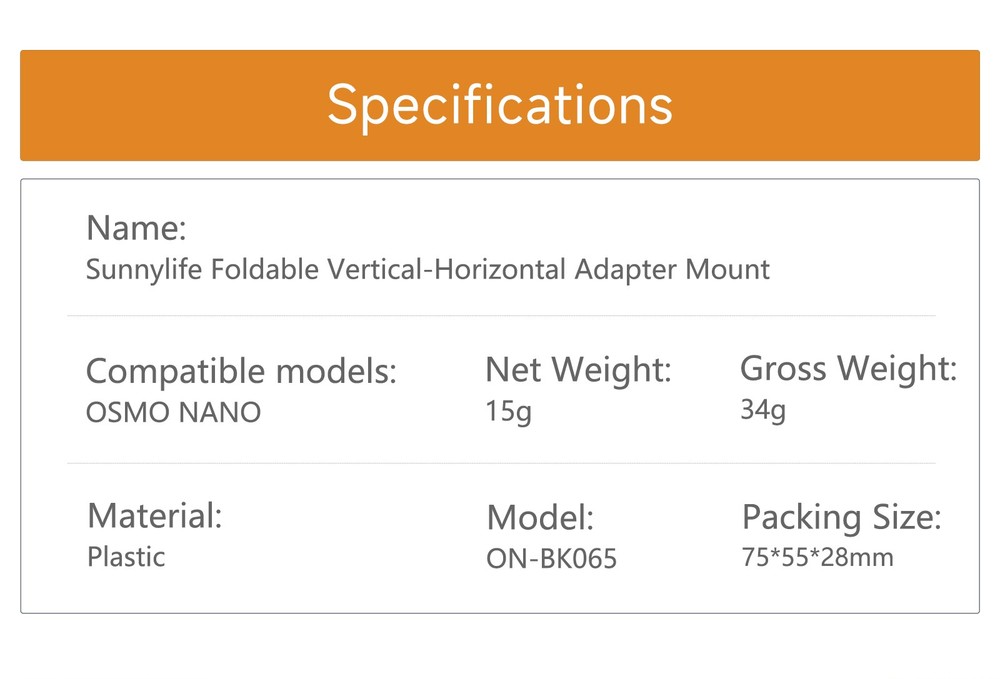 Quick-Release Adapter for DJI OSMO Nano Horizontal/Vertical Shooting Bracket