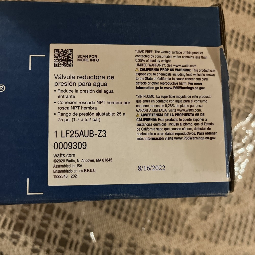Watts LF25AUB-Z3 1 in Pressure Reducing Valve