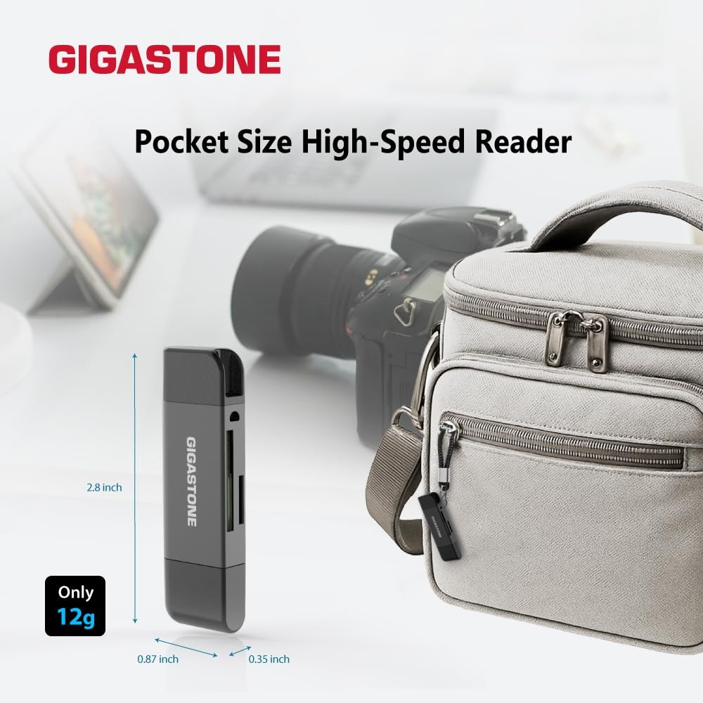 GIGASTONE SD Card Reader, 5-in-1 USB-A/USB-C Reader 1 Pack