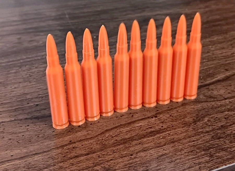 .223/5.56 NATO Solid Orange Dummy Training Rounds - 10 Pack Inert Snap Caps