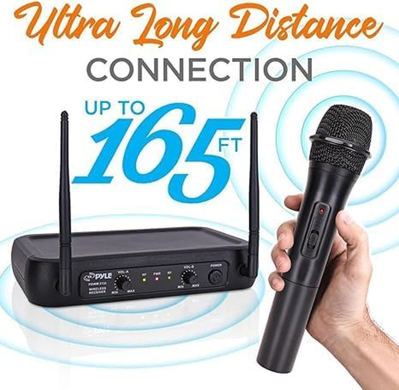Channel Microphone System-Vhf Fixed Dual Frequency Wireless Set with 2 Handheld