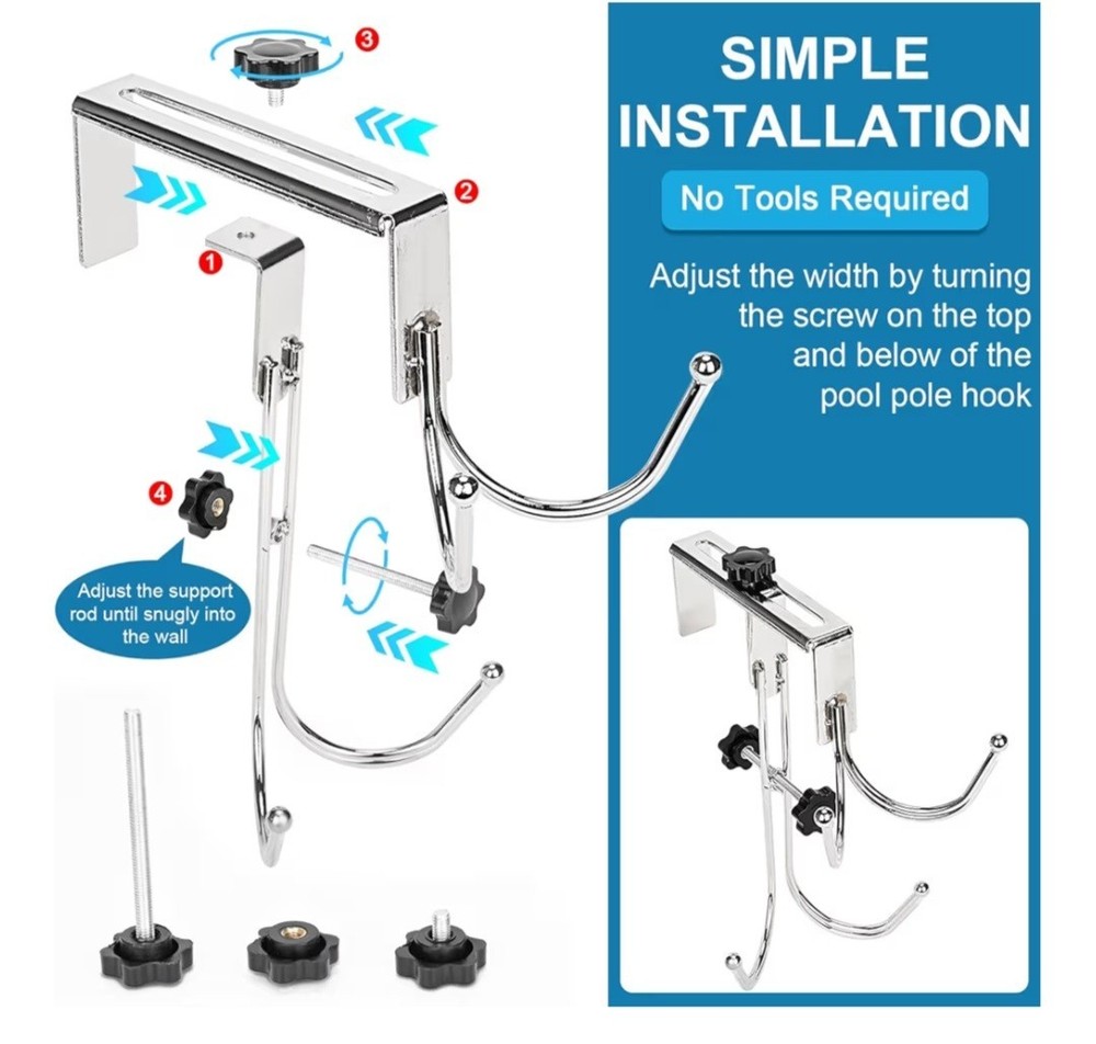 2pcs Adjustable Pool Fence Hooks.