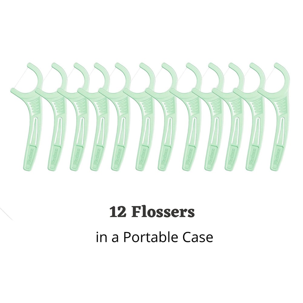 Plackers Micro 12 Count Flosser with Travel Case, Mint, 4-Pack