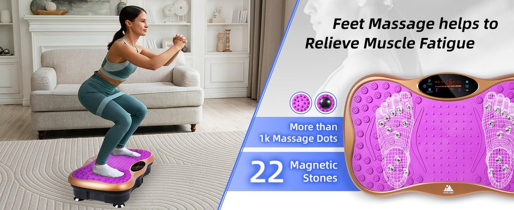 Vibration Plate W/Bands & Pull Cord, LED Touch Screen,Bluetooth for Body Workout