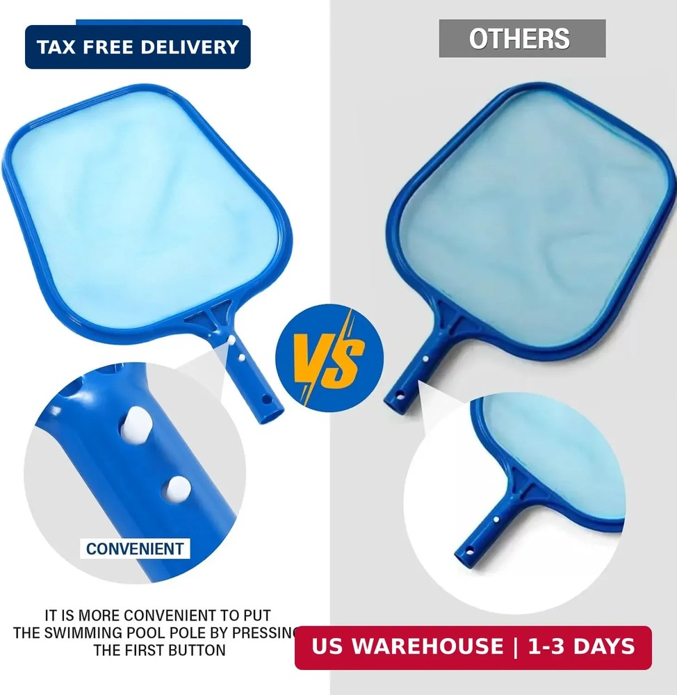 Pool Skimmer - Pool Net, Pool Skimmer Net with Solid Plastic Frame, Skimmer Net