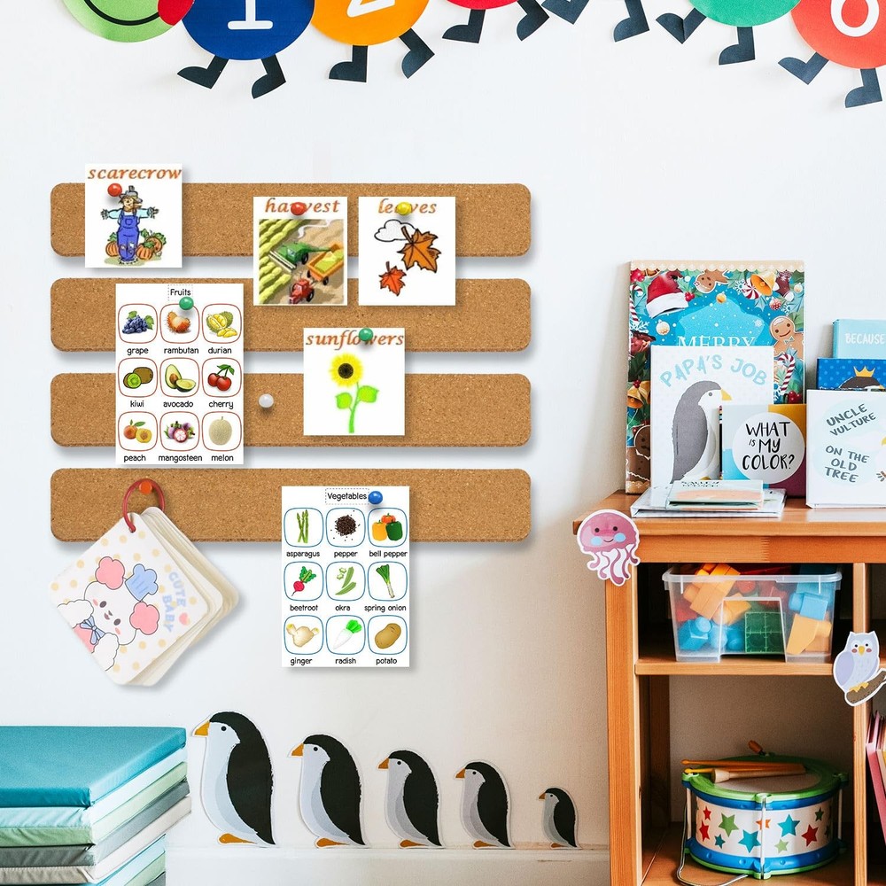 6 Pack Corkboard Strips for Walls Self Adhesive Thick Cork Board Strips Peel ...
