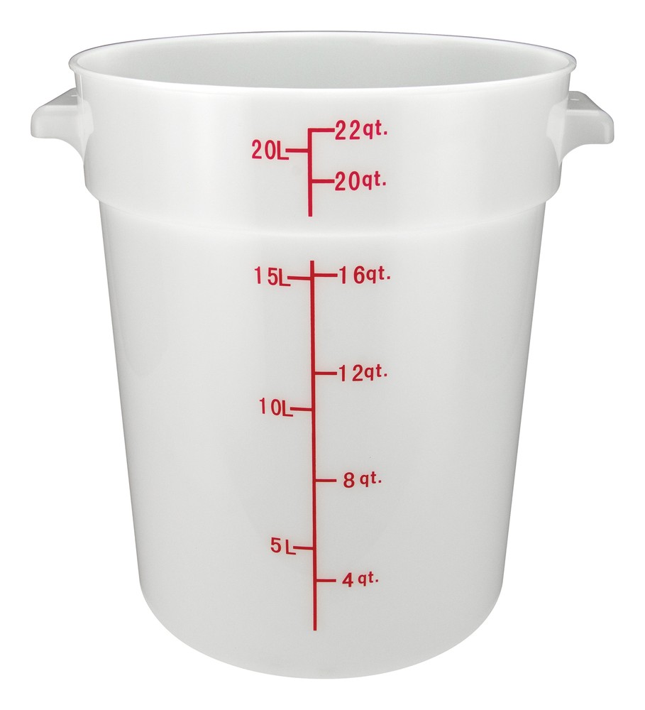 22qt Round Storage Container, White, PP (6 Each)