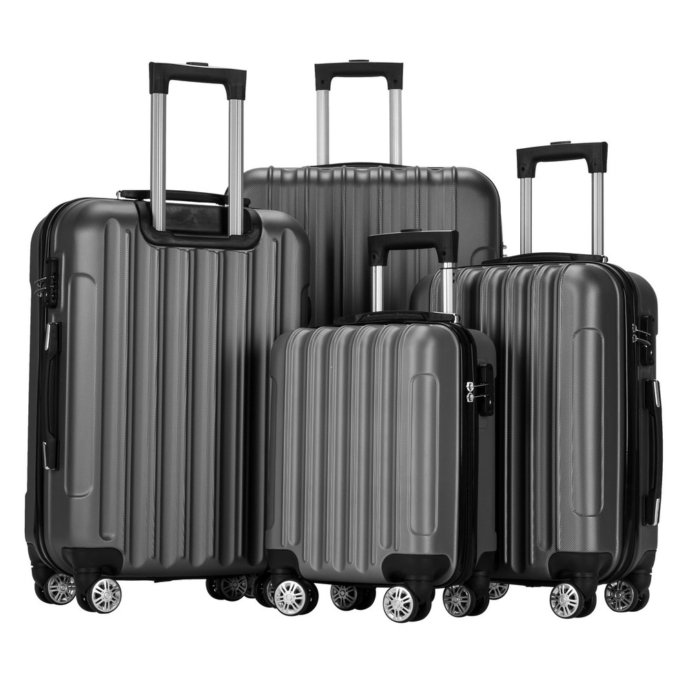 Dark Gray ABS 4-in-1 Trolley Case 16-28in,Vertical Pattern & Handle,N101 Upgrade