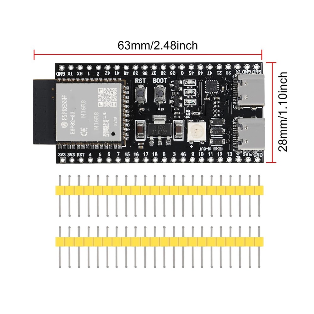 2 PCS ESP32S3 TypeC WiFi Bluetooth Core Dev Board N16R8 Module
